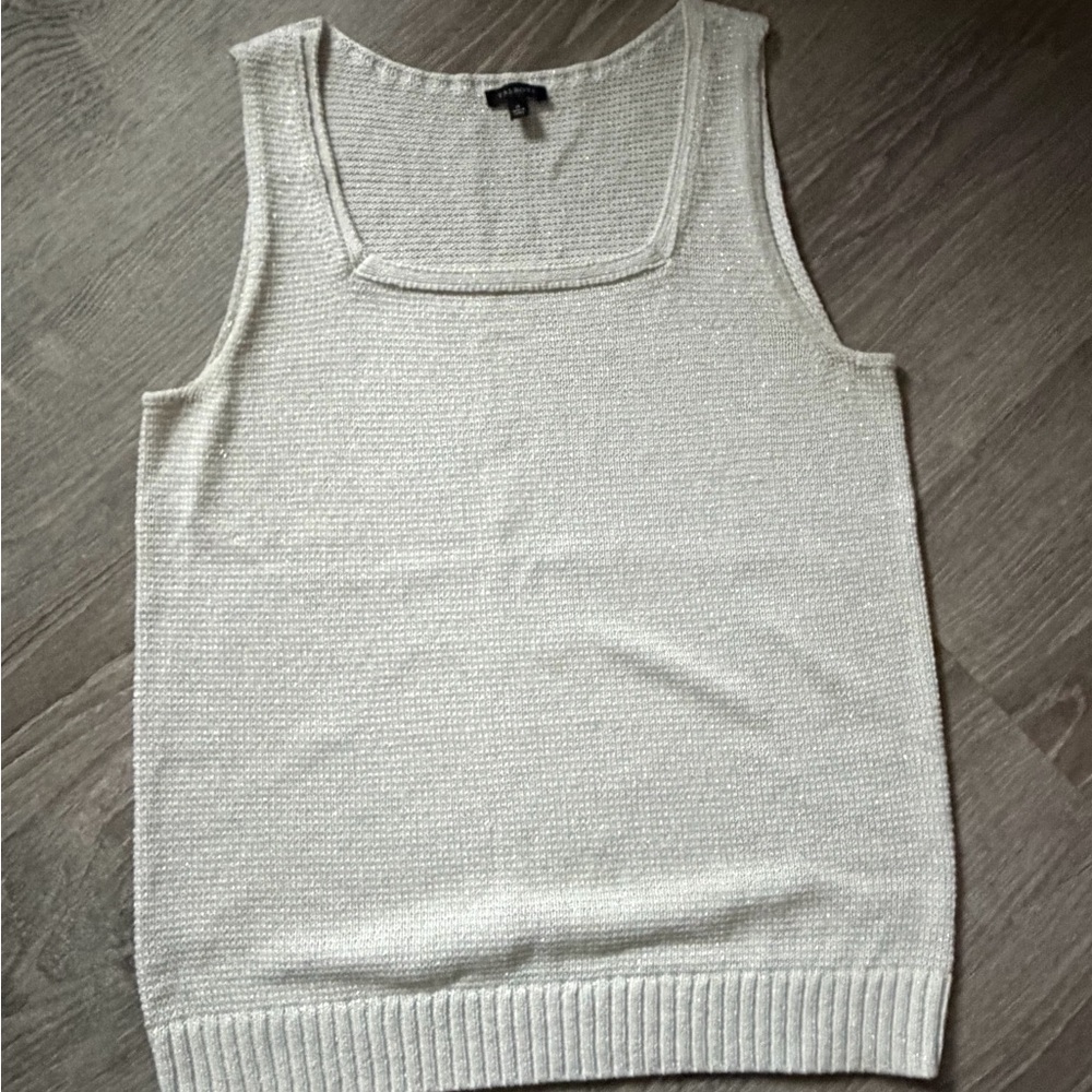 Talbots Cream Textured Knit Sleeveless Tank
